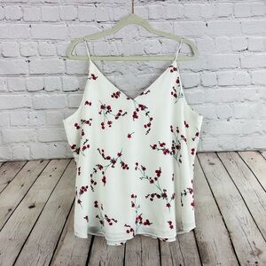 🆕 Express Tank Top Cami Size XL Floral White Cherry Blossom Career Lightweight